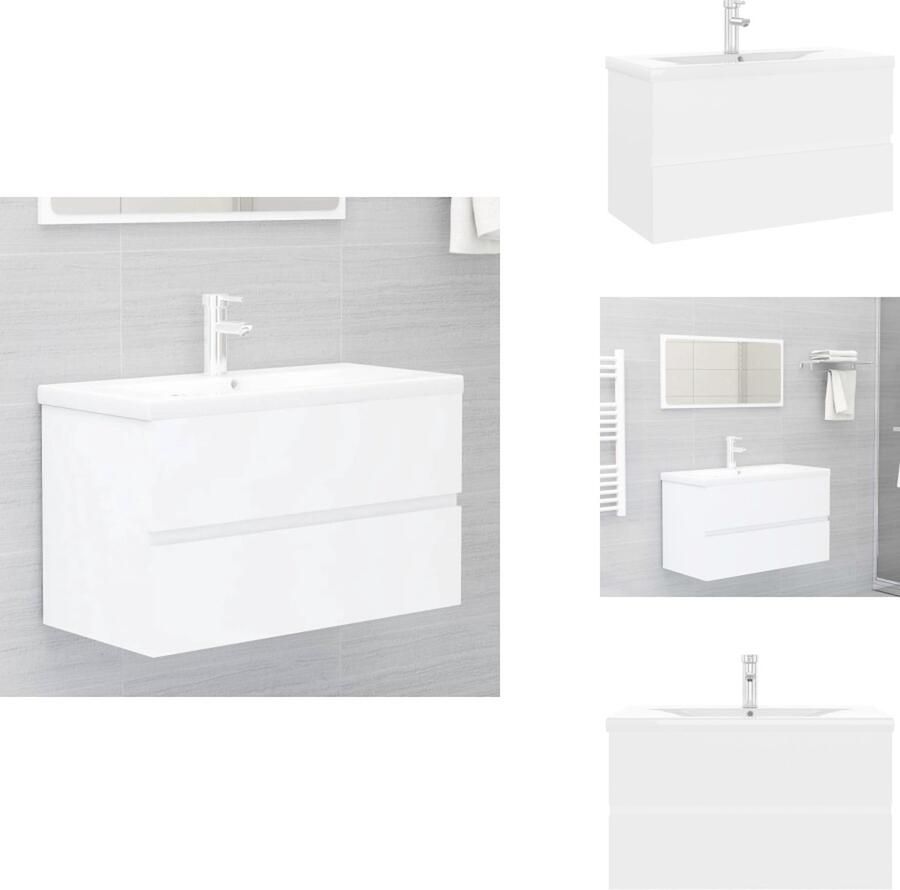 VidaXL Wastafelkast En Wastafel Wastafelkasten En Wastafels Wastafel Wastafels Wastafelkast met ingebouwde wastafel spaanplaat wit