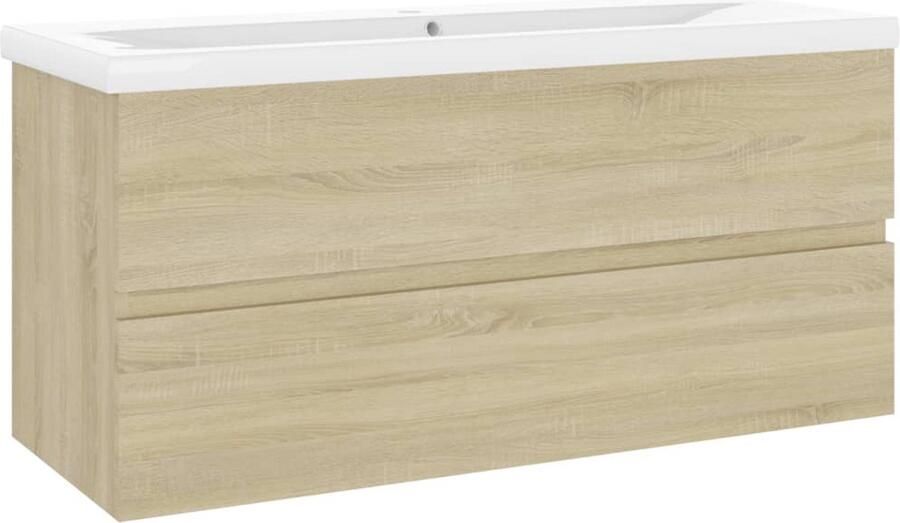 VidaXL Wastafelkast En Wastafel Wastafelkasten En Wastafels Wastafel Wastafels Wastafelkast met ingebouwde wastafel bewerkt hout sonoma eiken - Foto 2