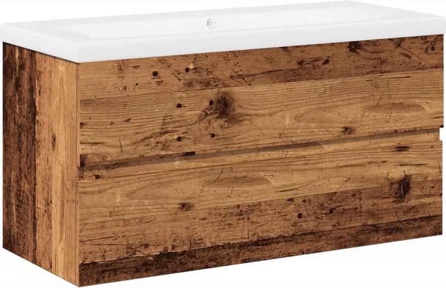 VidaXL Wastafelkast met ingebouwde wasbak oud houtkleurig