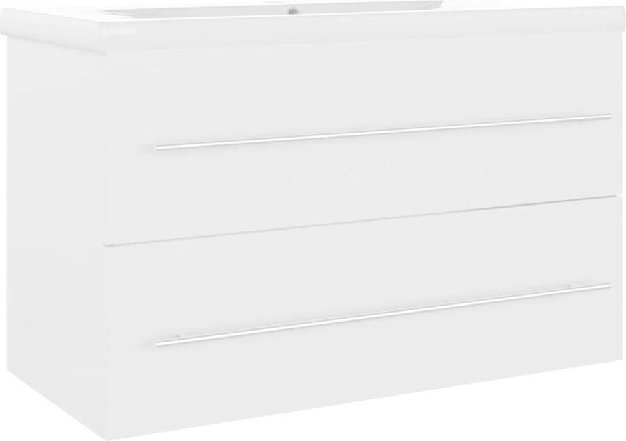 VidaXL Wastafelkast met ingebouwde wastafel spaanplaat wit