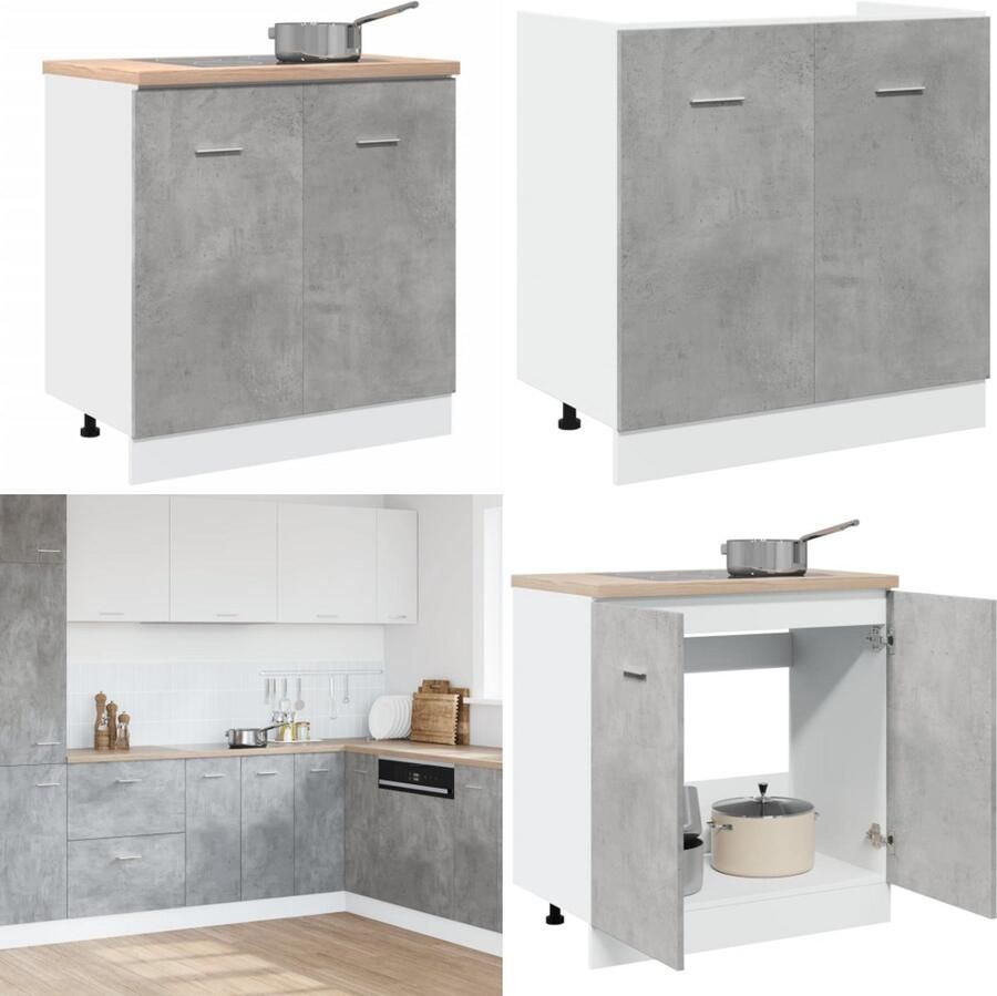 VidaXL Wastafelonderkast 80x46x81 5 cm bewerkt hout betongrijs Spoelbak Onderkast Spoelbak Onderkasten Keukenkast Keukenblok