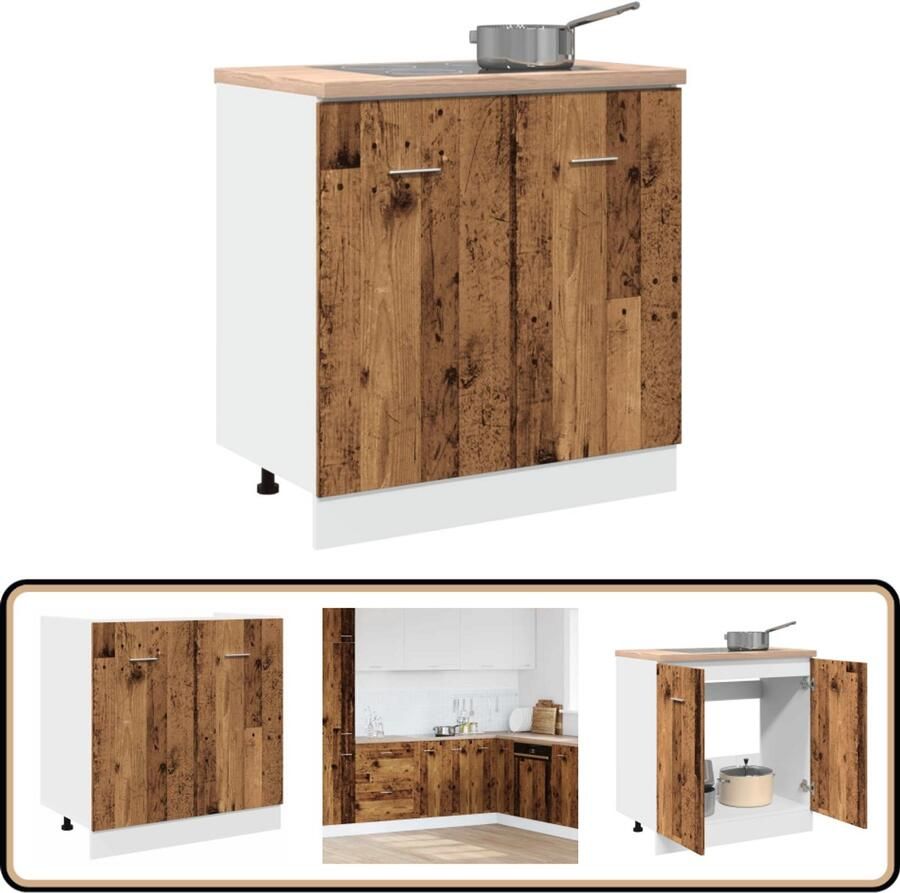 VidaXL Wastafelonderkast 80x46x81 5 cm Oud Hout Keukenkast Gootsteenkast Opslagoplossing Houten Kast Vintage Design