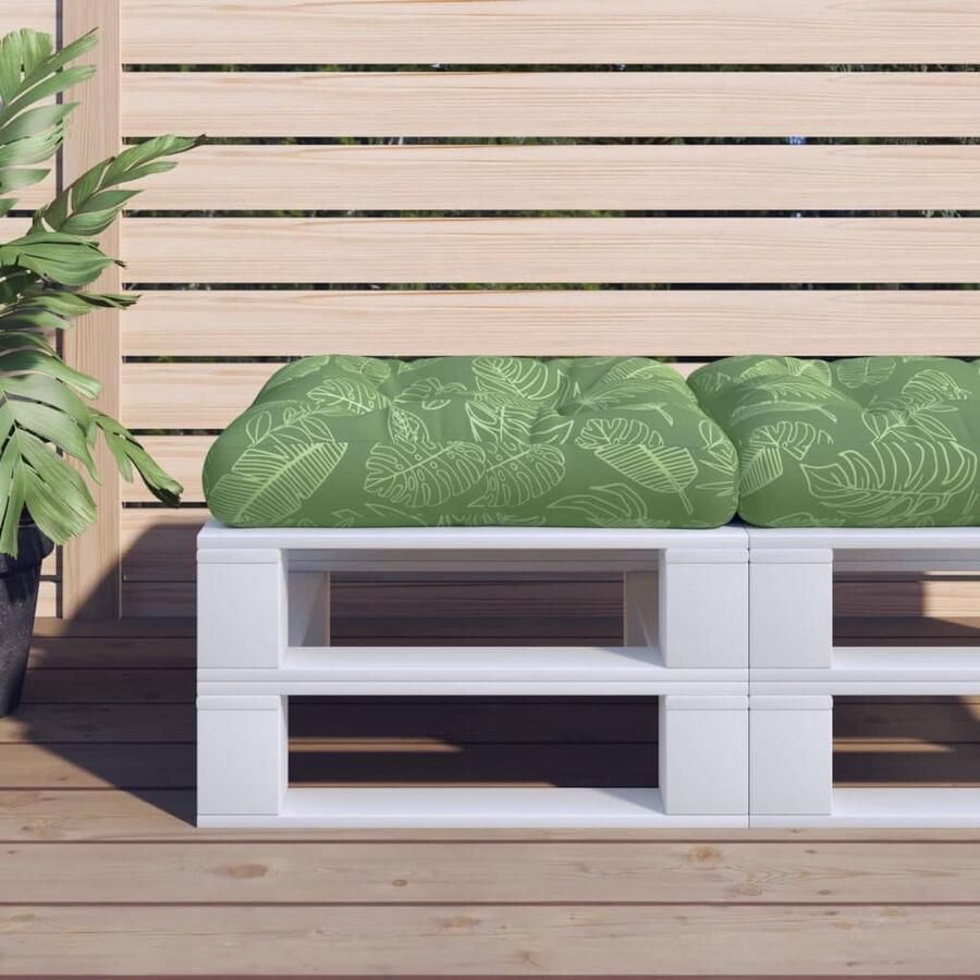 VidaXL Palletkussen Bladpatroon 58x58x10 cm Palletkussentje Buitendecoratie Tuinaccessoires Lounge Set Terrasdecoratie Oxfordstof Watervast Zachtkussen - Foto 2