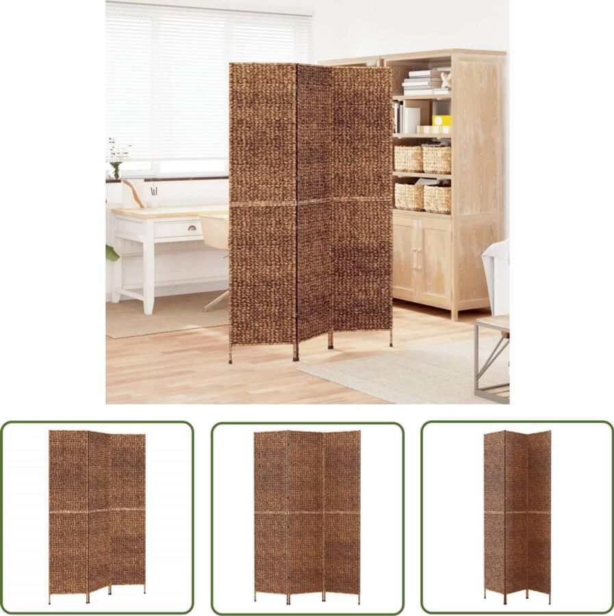 The Living Store Kamerscherm met 3 panelen 122x180 cm waterhyacint bruin Kamerscherm Waterhyacint Landelijke Stijl Inklapbaar 3 Panelen