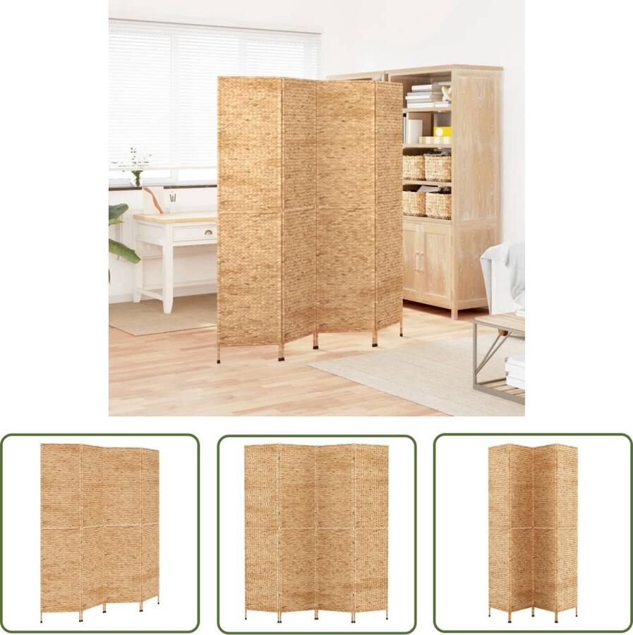 The Living Store Kamerscherm Waterhyacint 163 x 180 cm Landelijke stijl Kamerscherm Watershyacinth Landelijk Vintage Privacy Screen