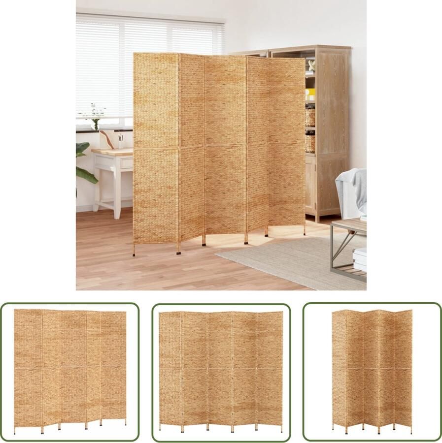 The Living Store Kamerscherm Waterhyacint 205x180 cm Landelijke Stijl Stevig Inklapbaar Kamerscherm Watershyacinth Landelijk Vintage Privacy Screen