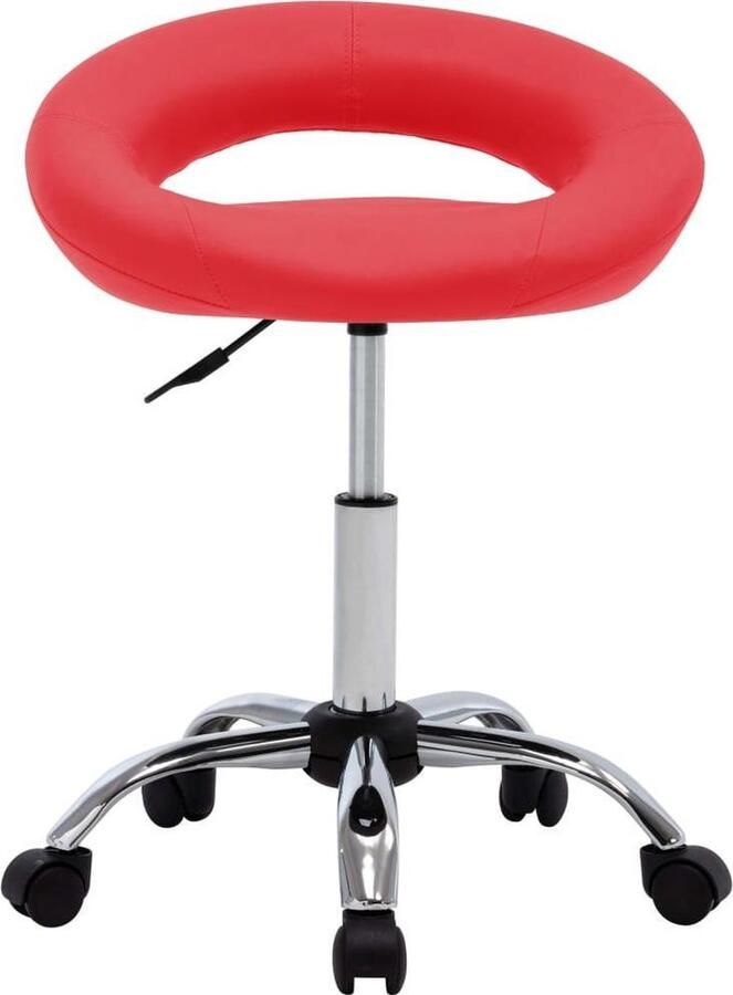 VidaXL Werkstoel rollend kunstleer rood - Foto 2