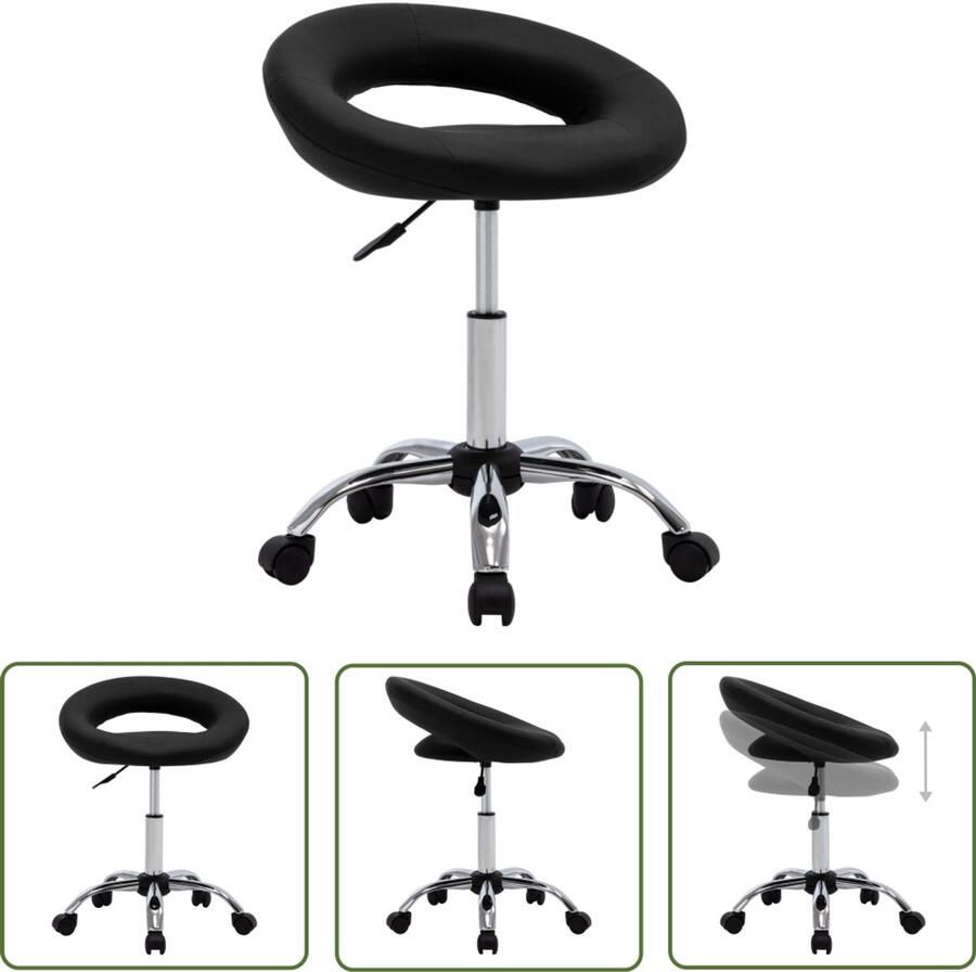 VidaXL Werkstoel Verstelbaar Kunstleer Zwart Werkstoel Bureaustoel Kantoorstoelen Zwarte Stoel Kunstlederen Stoel Ergonomische Stoel Rolstoel