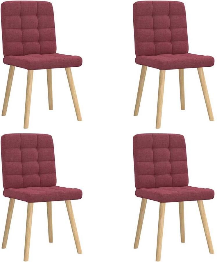 VidaXL Wijnrode Eetkamerstoelen Set van 4 Eetzit Eetkamerstoel Comfortabele Stoel Robuuste Stoel Moderne Stoel
