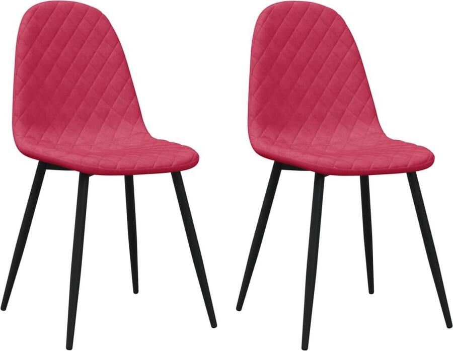 VidaXL Wijnrode Fluwelen Eetkamerstoelen Set van 2 Eetkamerstoel Fluweel Stoel Rode Stoel Vintage Stoel Elegante Stoel