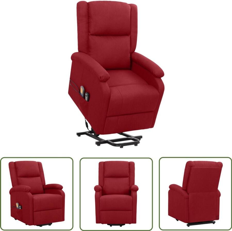 VidaXL Wijnrode Sta-op Massagestoel met Trillingsfunctie Sta-opstoel Massagestoel Fauteuil Relaxstoelen Ergonomische Stoel Lounge Stoel Rood Meubilair