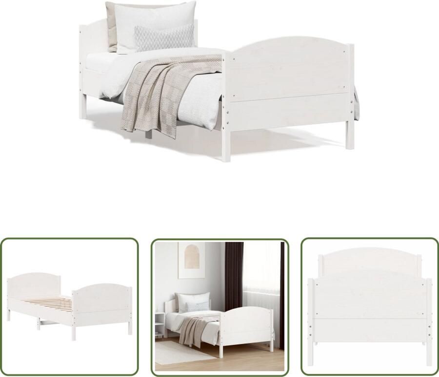 VidaXL Wit Bed Frame Massief Grenenhout Bed Frame Bedframe zonder matras massief grenenhout wit 75x190 cm Klein Bed Frame Tweepersoons Bed Frame Bed Frame 75x190