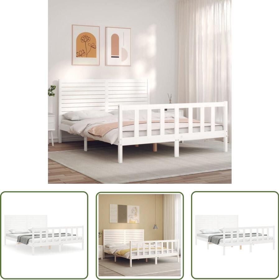 VidaXL Wit Bed Frame Massief Grenenhout Bed Frame Bedframe zonder matras massief grenenhout wit 160x200 cm Bed Frame 160x200 Tweepersoons Bed Frame Modern Bed Frame