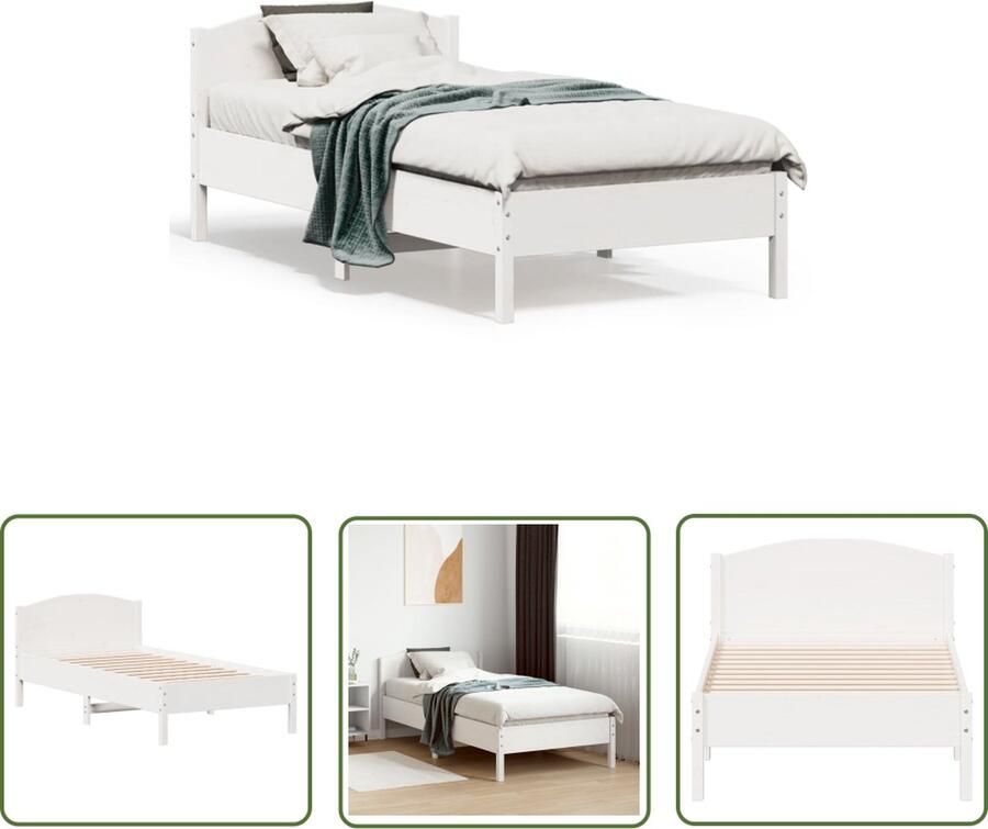 The Living Store Grenenhouten Bedframe 195.5 x 80.5 x 74.5 cm Multiplex Lattenbodem Massief Grenenhouten Bed Frame Wit Bed Frame Enkel Bed Houten Bed Frame Kopen