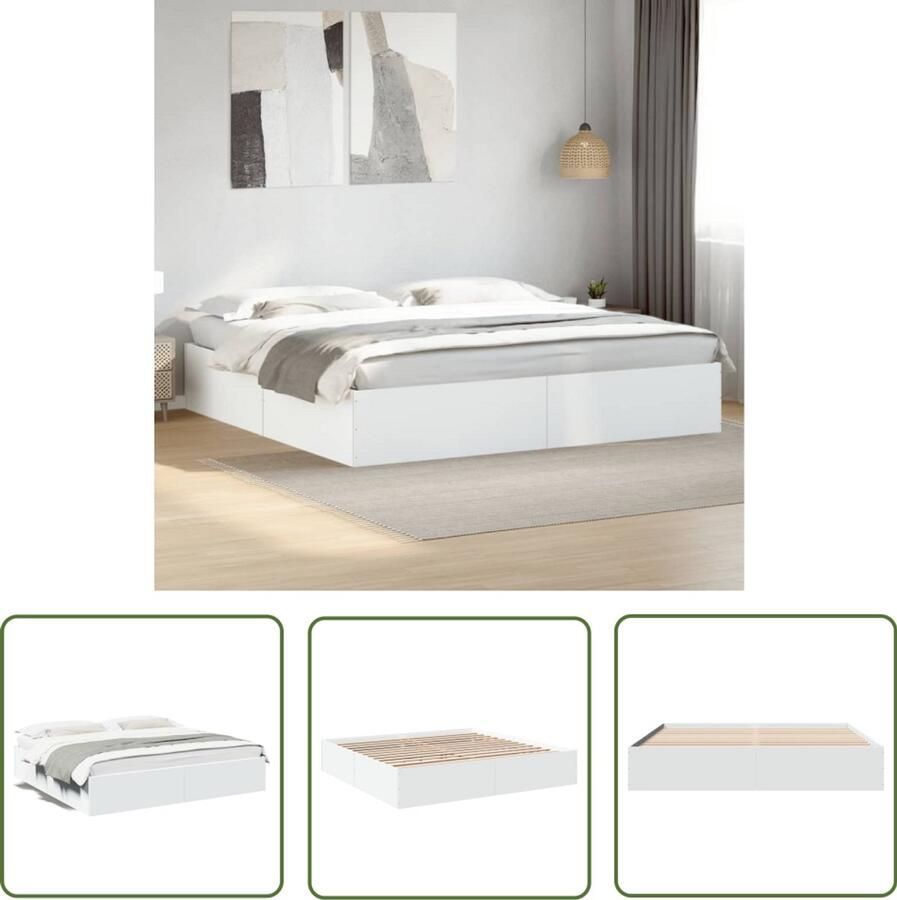 VidaXL Bedframe massief hout wit 200x200 cm Massieve Houten Bed Frame Wit Bed Frame Bed Frame 200x200 Modern Bed Frame Bed Frame Met Lattenbodem