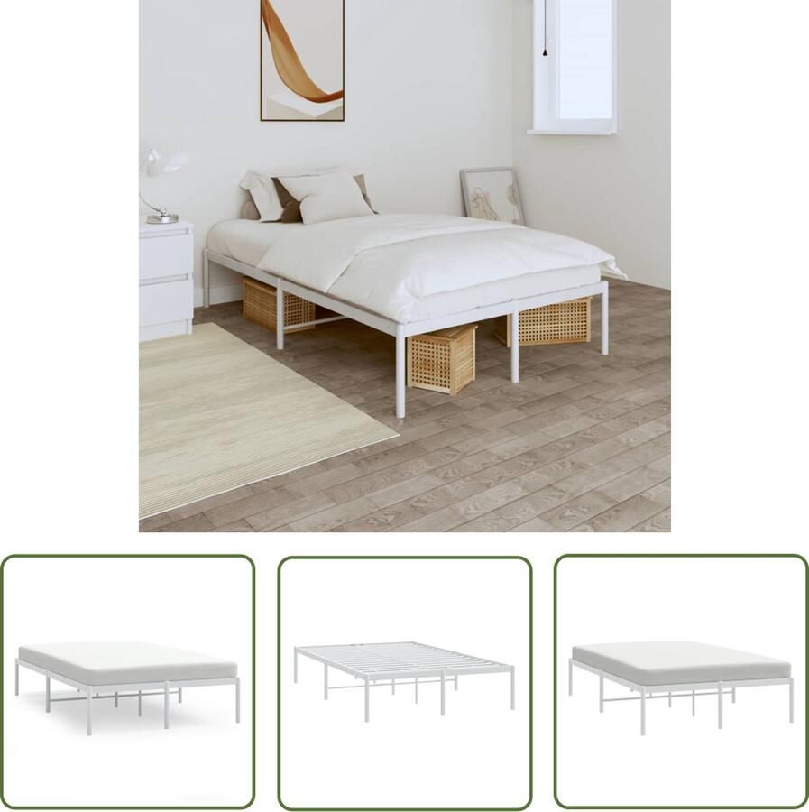 The Living Store Bedframe Classic Metaal 196 x 125 x 31 cm Wit Metalen Bed Frame Wit Bed Frame Klassiek Bed Frame Bed Frame 120x190 Boxspring Frame