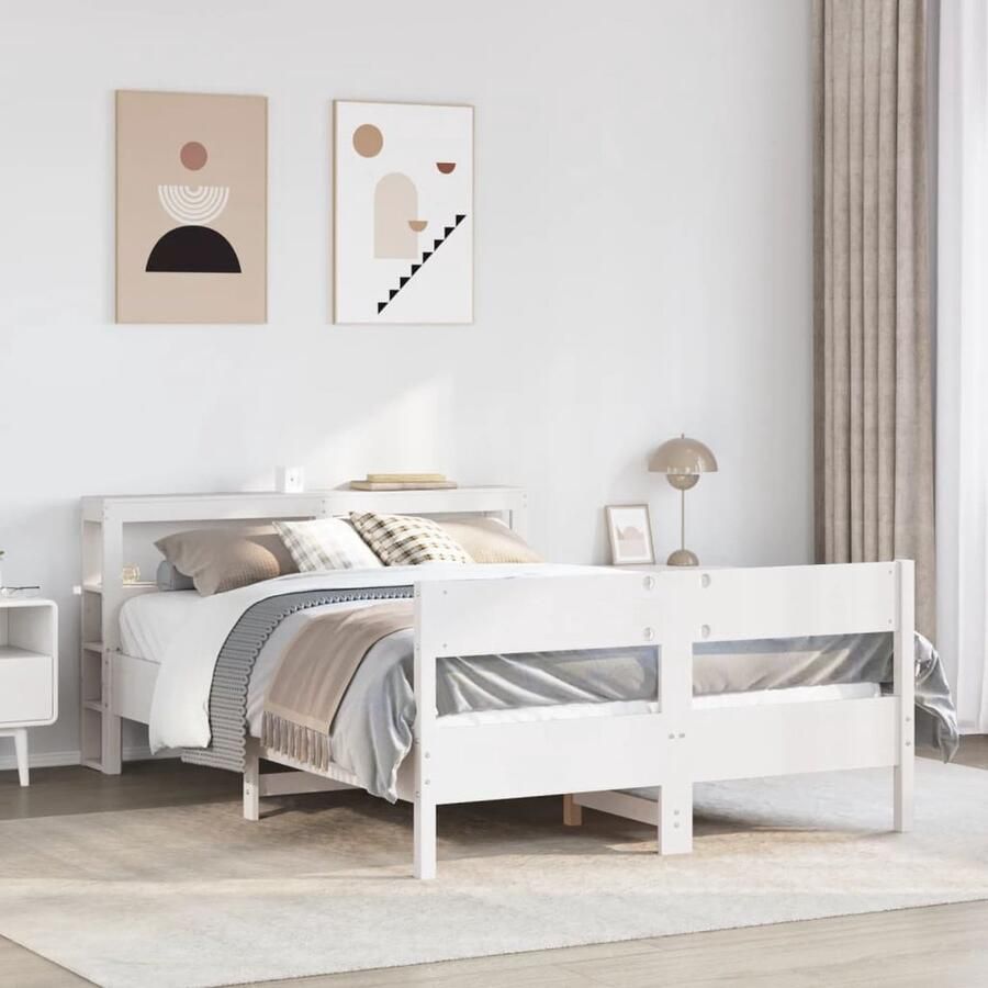 VidaXL Wit Bedframe 120x190 cm Massief Grenenhout