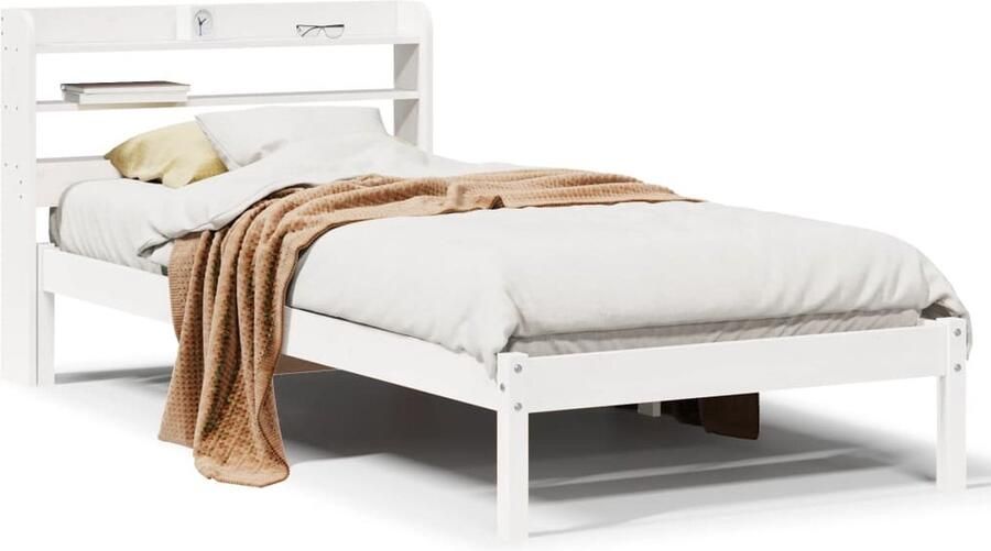 VidaXL Wit Bedframe 90x200 cm Massief Grenenhout
