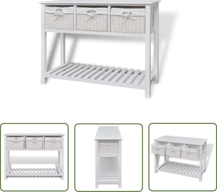 The Living Store Dressoir wit Dressoir Commode Opbergmeubel Wit Dressoir Landelijk Dressoir