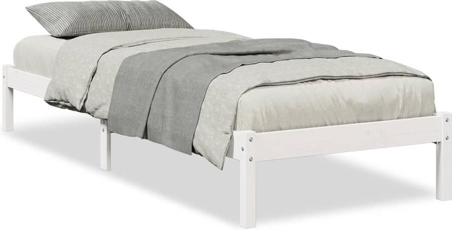 VidaXL Bedframe extra lang zonder matras grenenhout wit 100x210 cm