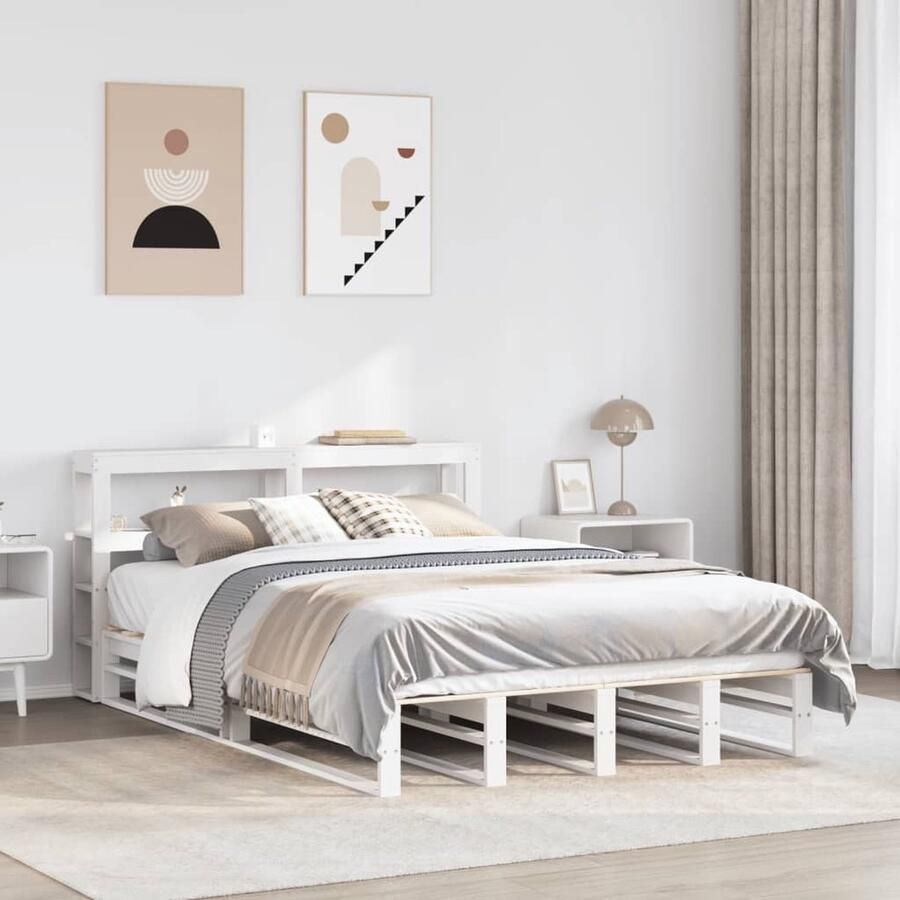 VidaXL Wit Grenenhouten Bedframe 120x190 cm