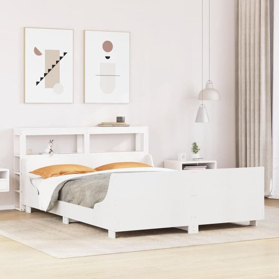 VidaXL Wit Grenenhouten Bedframe 120x190cm