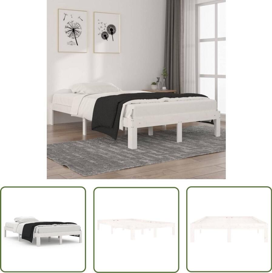 VidaXL Wit Houten Bedframe 120x200 cm Houten Bedframe Wit Bedframe Grenenhout Bedframe King Size Bedframe Enkel Bed Modern Bedframe Bed Kopen