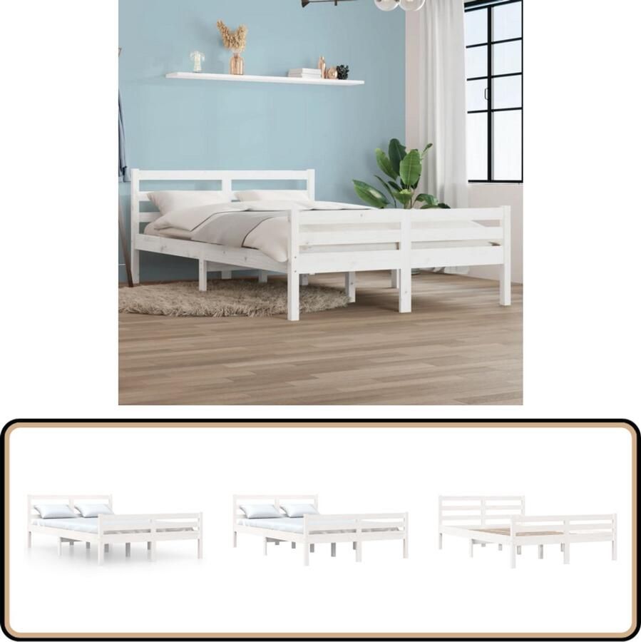 VidaXL Wit Houten Bedframe 160x200 cm Houten Bedframe Grenenhout Bedframe Wit Bedframe Stabiel Bedframe Comfortabel Bedframe King Size Bedframe 160x200 Cm Bedframe