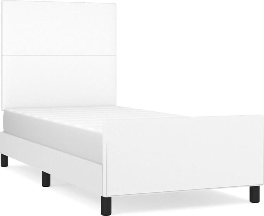 VidaXL -Bedframe-met-hoofdbord-kunstleer-wit-90x190-cm