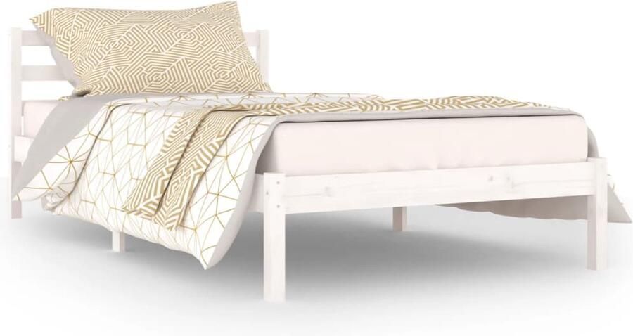 VidaXL Wit Massief Grenen Bedframe 100x200 cm Houten Bed Frame Modern Bed Frame Grenenhout Bed Frame Wit Bed Frame King Size Bed Frame - Foto 2