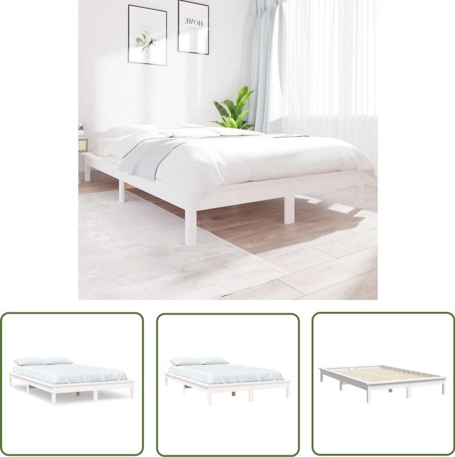 VidaXL -Bedframe-massief-hout-wit-150x200-cm-5FT-King-Size - Foto 3