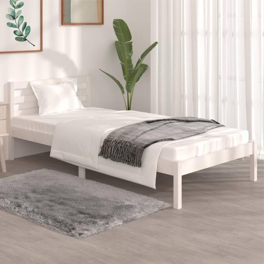 VidaXL Wit Massief Houten Bedframe 90x190 cm Houten Bed Frame Bed Frame Massief Hout Enkel Bed Wit Bed Frame Bed Frame 90x190 Grenenhout Bed Frame - Foto 2