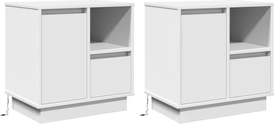 VidaXL Nachtkastje met lade 2 pcs Wit 50 x 34.5 x 50 cm. Bewerkt hout