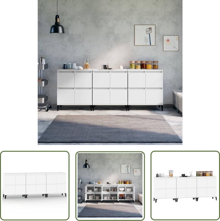VidaXL Dressoirs 3 st 60x35x70 cm bewerkt hout wit Dressoirs Witte Dressoirs Houten Dressoirs Vintage Dressoirs Salontafel