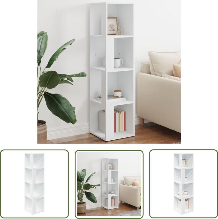 The Living Store Hoekkast Wit 33 x 33 x 132 cm Stevig en stabiel Hoekkast Witte Hoekkast Houten Hoekkast Opbergkast Living Hoekkast - Foto 2