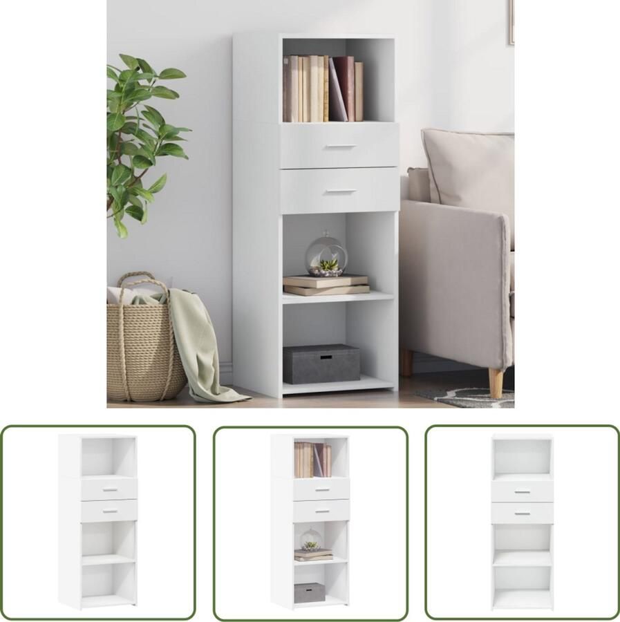 The Living Store Hoge kast 45x42 5x124 cm bewerkt hout wit Opbergkast Scandinavisch Design Witte Kast Houten Kast Hoogste Kast