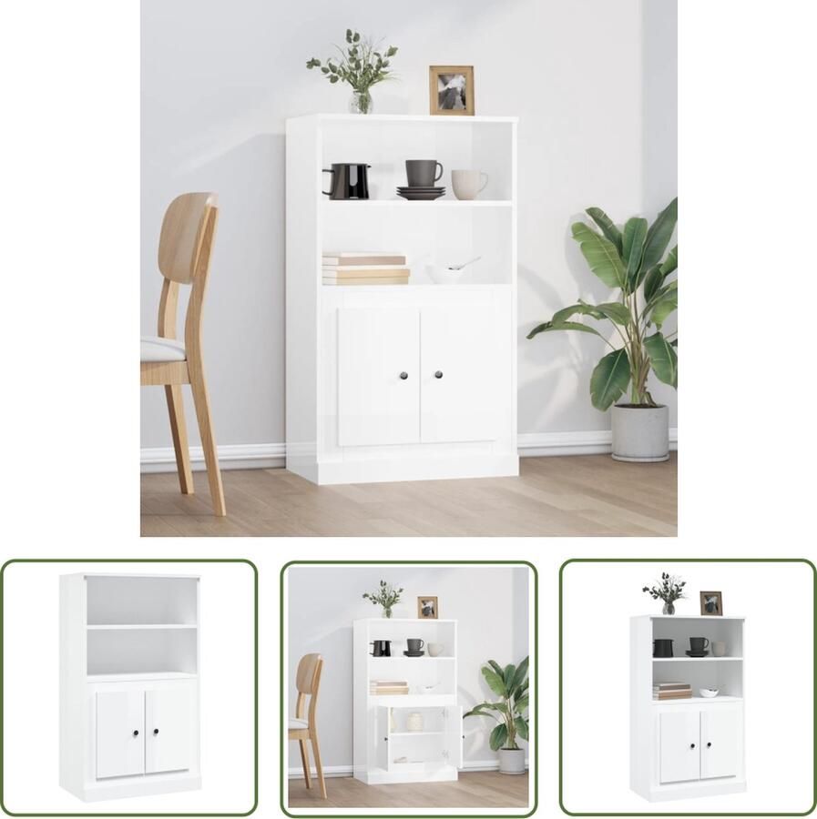 VidaXL Witte Kast Hoge Kast Hoge kast 60x35 5x103 5 cm bewerkt hout hoogglans wit Houten Kast Opslagoplossing Badkamermeubilair