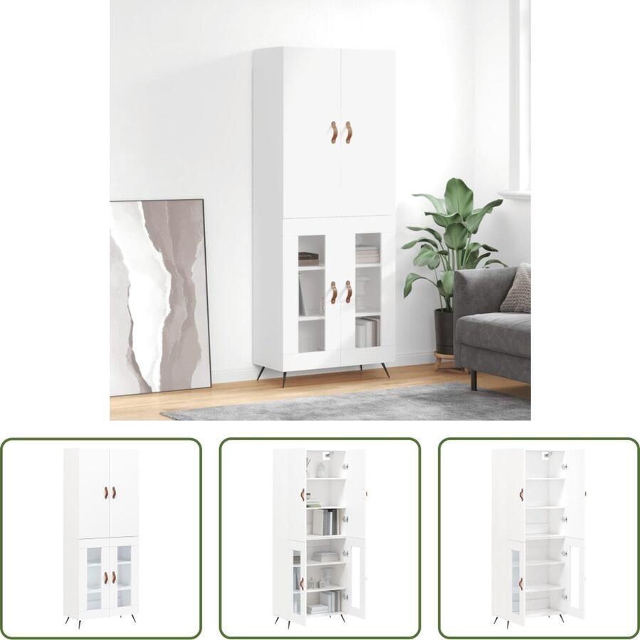 VidaXL The Living Store Opbergkast Hoge kast Wit 69.5 x 34 x 180 cm