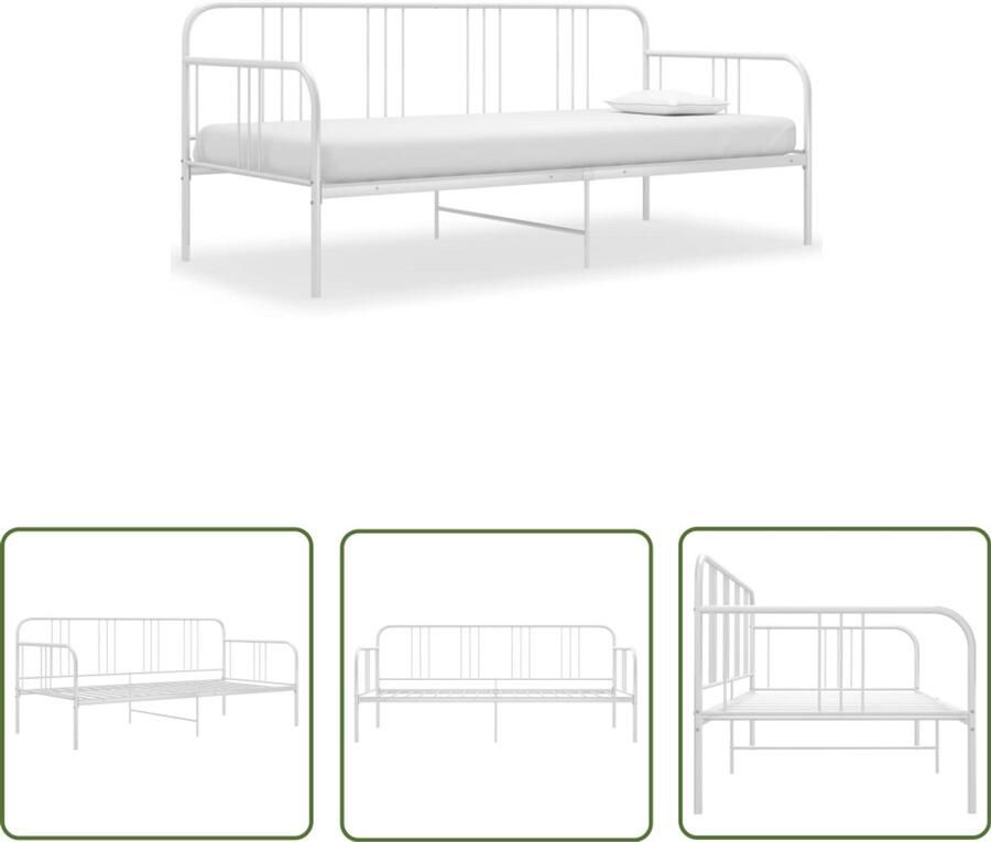 VidaXL Witte Metalen Slaapbankframe 90x200 cm Slaapbank Bedbank Modern Design Wit Meubilair Stapelbaar Bed Compact Bed Kleine Ruimte Oplossing Guest Bed Tijdelijk Bed - Foto 2