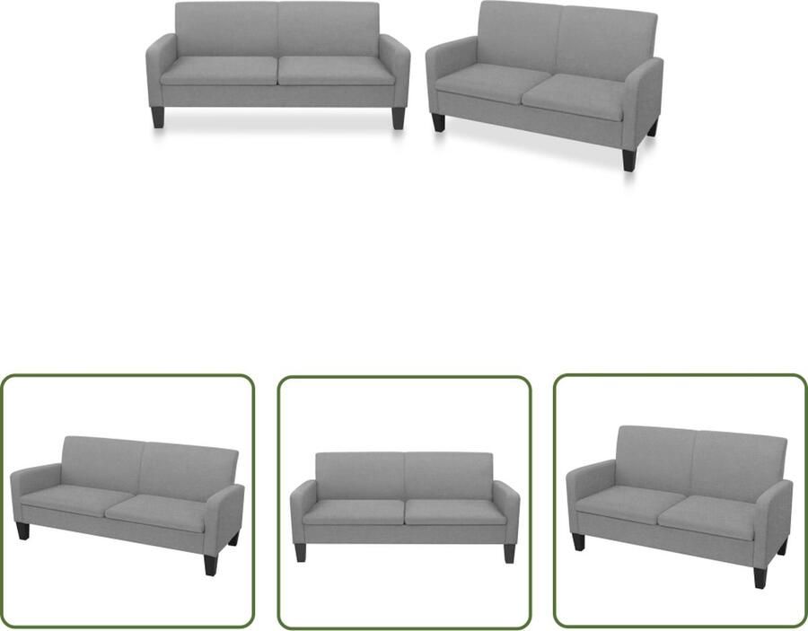 The Living Store 2-zits en 3-zitsbank 135x65x76cm Lichtgrijs Bankstellen Woonkamer Meubilair Grijze Sofa Stoffen Bank 2 Persoons Bank - Foto 2