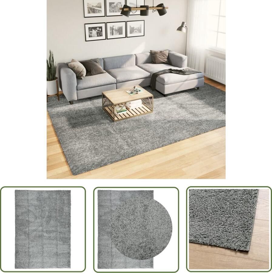 The Living Store PAMPLONA Shaggy Vloerkleed 240 x 340 cm Groen polypropeen 30 mm poolhoogte Shaggy Vloerkleed Woonkamer Tapijt Groene Vloerkleed Groot Vloerkleed Zacht Vloerkleed