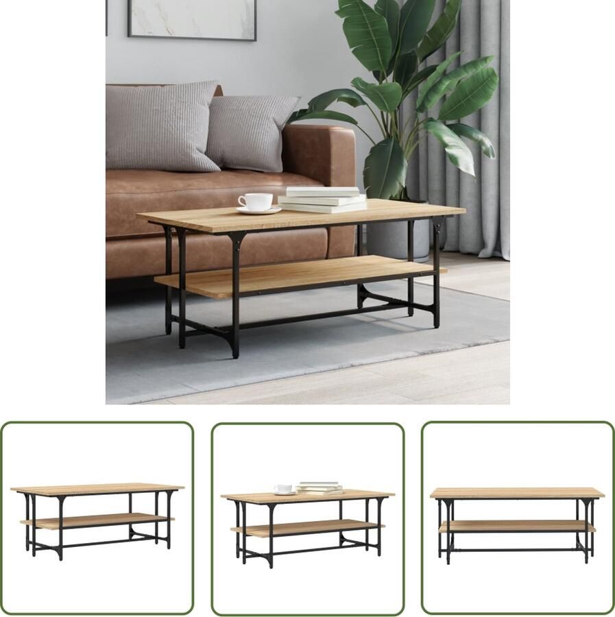 The Living Store Salontafel Sonoma Eiken 100 x 50 x 40 cm Duurzaam hout metaal Salontafel Houten Salontafel Eiken Salontafel Bruine Salontafel Design Salontafel