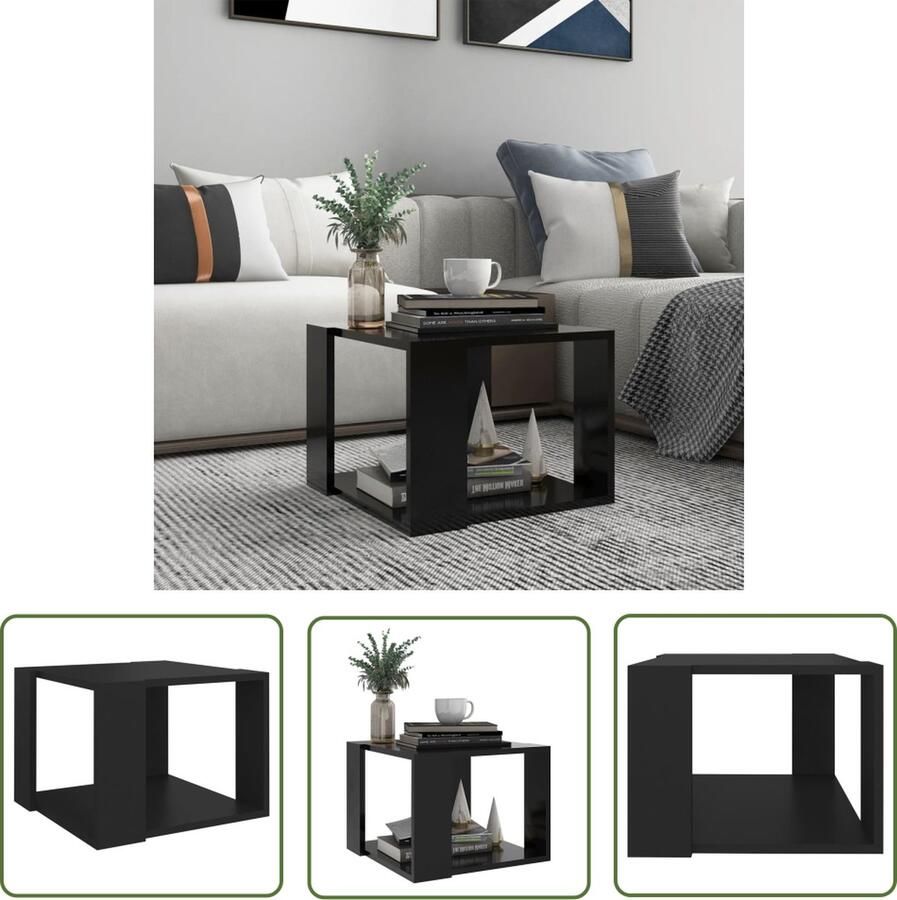 The Living Store Woonkamertafel 40 x 40 x 30 cm Bewerkt hout Zwart Montage vereist Salontafel Woonkamertafel Houten Tafel Zwarte Tafel Bijzettafel - Foto 2