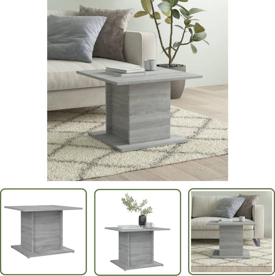 The Living Store Banktafel Grijs Sonoma Eiken 55.5 x 55.5 x 40 cm Spaanplaat Montage vereist Salontafel Woonkamertafel Koffietafel Houten Salontafel Grijze Salontafel - Foto 2