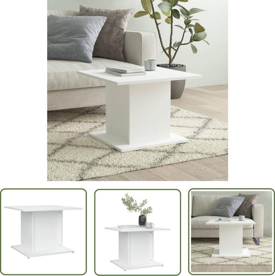 The Living Store Woonkamertafel Banktafel 55.5 x 55.5 x 40 cm Wit Spaanplaat Salontafel Woonkamertafel Koffietafel Houten Tafel Wit Meubilair - Foto 2