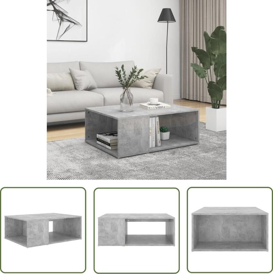 The Living Store Woonkamertafel Betongrijs 90x67x33 cm 2 schappen Salontafel Woonkamertafel Beton Grijs Houten Tafel Tv Tafeltje - Foto 2