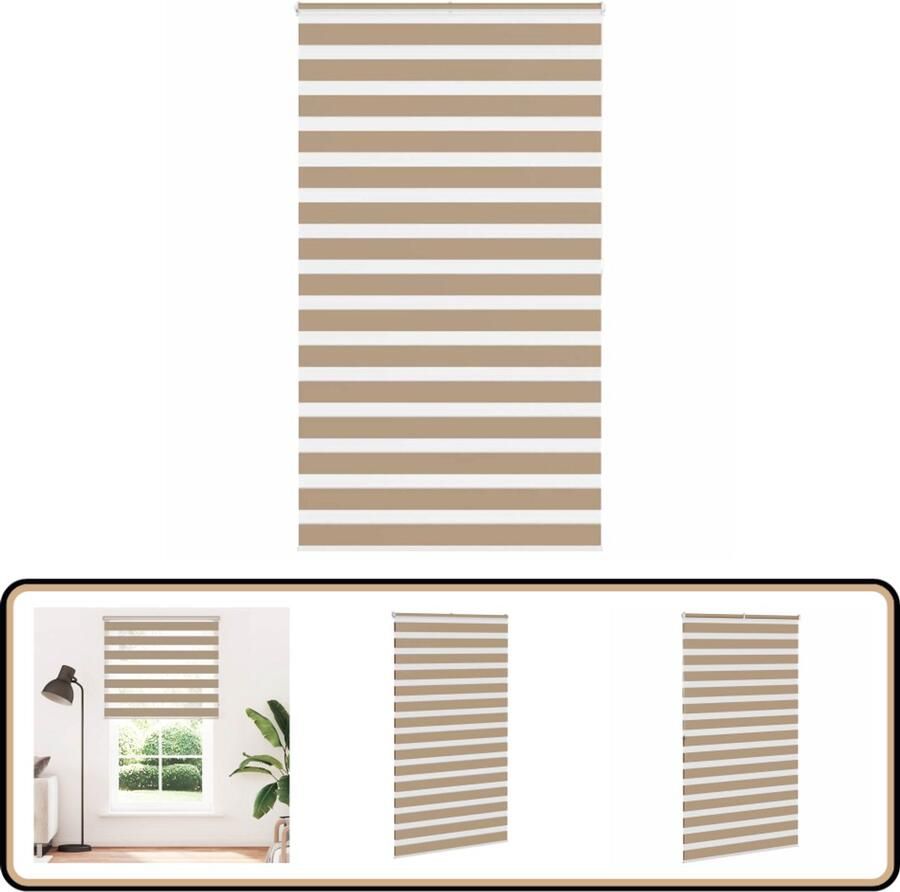 VidaXL Zebra Rolgordijn 125x200 cm Zandbruin Zebra Blind Rolgordijn Zonwering Privacy Screen Kamerscherm