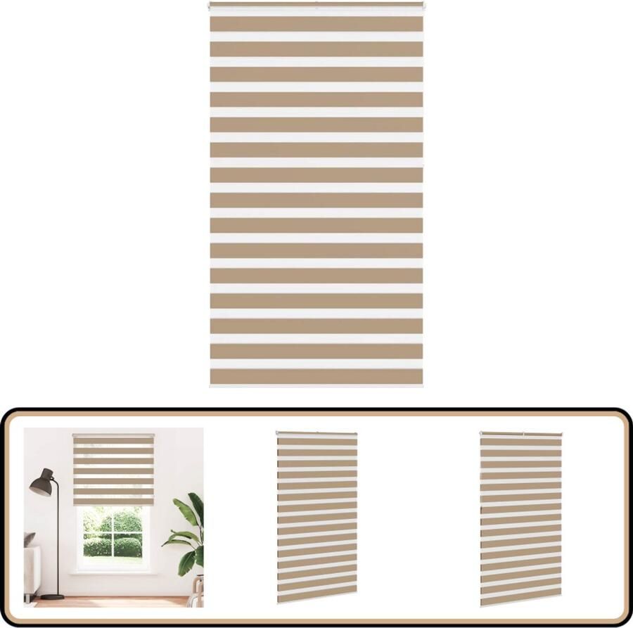 The Living Store Zebra Blind 125x230 cm stofbreedte 120 9 cm polyester zandbruin Zebra Gordijn Rolgordijn Zonwering Privacy Kamerscherm - Foto 2