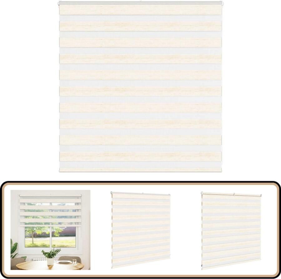 VidaXL Zebra rolgordijn 140x100 cm Marmer Beige Zebra Gordijn Rolgordijn Zonwering Privacy Kamerscherm