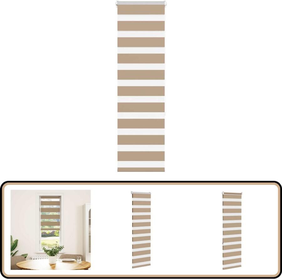 The Living Store Zebra Blind 40x150 cm stofbreedte 35 9 cm polyester zandbruin Zebra Gordijnen Rolgordijnen Zonwering Privacy Screen Kamerscherm - Foto 2